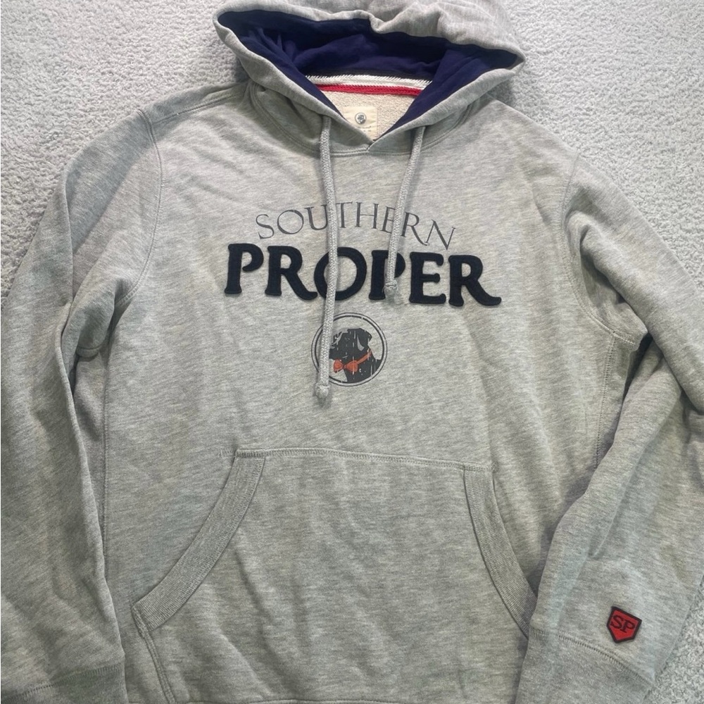 Southern Proper Hoodie Grey Hooded Sweatshirt Labrador Logo Medium Preppy